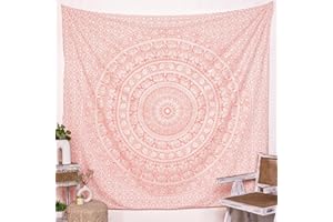 RAJRANG Large King Size Tapestry - Pure Cotton Hippie Tapestries Wall Decor Big Elephant Decorative Boho Room Decoration - Rose Gold - 230x274 cm