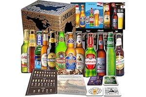 MGB24 12 x Biere der Welt & Deutschland, Geschenk für Mann, Männer (inkl.Geschenkkarton + Tasting Anleitung + 12 x Produktinformation + 4 Bierdeckel Geschenk für Mann, TASTING-BOX
