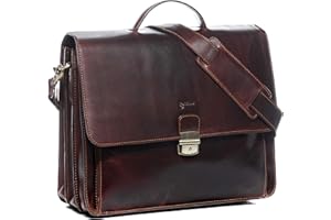 BACCINI Aktentasche LUCA aus Anilin-Leder I Business-Tasche XL groß für Herren 15 Zoll Laptop-Fach I Arbeitstasche Laptoptasche handgefertigt