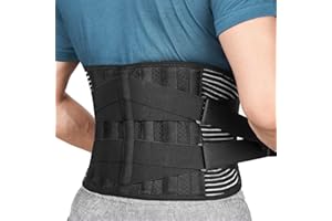 FREETOO Back Support Belt for Back Pain Relief with 6 Stays, Adjustable Back Brace for Men/Women for work, Anti-skid Lower Lumbar Support with 16-hole Air Mesh for SciaticaXXLSize(waist:55.1"-66.9")