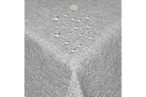 ‎MODERNO Tischdecke Stoff Damast Leinen-Optik Jacquard mit Fleckschutz oval 160x280 cm Grau