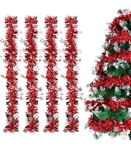 6 PCS Festoni Natalizi,Ghirlanda Albero di Natale in Filo Metallico Scintillanti,Ghirlande Natalizie Lunghe,Ghirlanda di Natale per Regali Festivi,Decorazioni Natalizie per Interni ed Esterni
