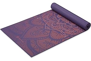 Gaiam Yoga Mat Printed Pattern Extra Thick Non Slip for All Types of Yoga, Pilates and Floor Workouts 68"L x 24"W x 6mm Thick