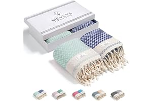 ‎MEVLYS TURKISH COTTON MEVLYS Saunatuch Hamamtuch [2er Pack] Strandtuch Saunahandtuch Badetuch Duschtuch Strandhandtuch Picknickdecke Yogatuch Baumwolle Extra Leicht Damen&Herren (Mint/Sax Blau)