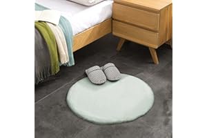 Teppich Wölkchen Tapis Moelleux en Fausse Fourrure - Fourrure De Lapin, Fourrure Courte, Tapis À Poils Longs pour Salon Ou Chambre À Coucher Tapis De Lit - Vert - 60cm Rond