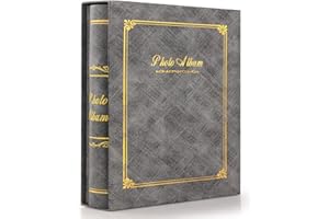 Album Photo 10x15 cm - Anhow 200 Photos Album Photo à Glisser avec Boîte Extérieure pour Bébé, Mariage et Stockage de Photos - Gris