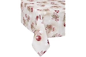 1KDreams Tovaglia Natalizia in Cotone. Design Raffinato e Moderno. Shabby Chic in Chiave Moderna. Made in Italy. (130x180 cm)