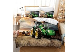 CXYXHW Juego de ropa de cama de tractor, impresión 3D, diseño de tractor, ropa de cama infantil, microfibra, 3 piezas con cierre de cremallera, para niños, adolescentes y jóvenes (tractor 1, 135 x 200