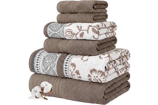 Modern Threads 6-delat handduksset, 2 x badhanddukar, 2 x handdukar, 2 x tvättlappar, garnfärgad jacquard/enfärgad handduk, Ofelia