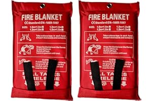 Toneeko - Manta antifuego de Fibra de Vidrio para Supervivencia, protección ignífuga y Aislamiento térmico, diseñada para Cocina, Chimenea, Barbacoa, Coche, Camping (1 x 1 m, 2 Piezas)