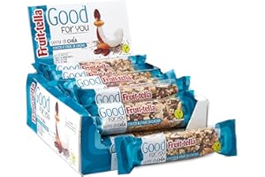 Fruittella Good For You Barrette Cocco e Fave di Cacao, con Mandorle e Semi di Chia, Barretta con Frutta Secca e Disidratata, Snack Sano Senza Glutine e Ricco di Fibre, Box da 16 Pezzi