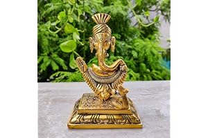 WONDER CARE WC Lord Ganesha idol with Mouse Figurine for Home Temple mandir - Ganesh Statue for Ganesh Chaturthi - Hindu God Indian Pooja Decoration Item - Ganpati Idol for car