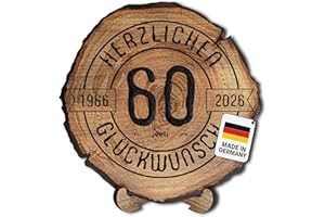 ‎DARO DESIGN DARO Design – Baumscheibe mit Gravur für 60. Geburtstag – Geburtstags Geschenk aus Holz – Hochwertige Holz Geschenke mit Gravur ideal für Geburtstag – Dicke 6mm, Durchmesser 20cm – Made in Germany