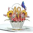 CUTPOPUP 40th Sunflowers Basket Pop Up Card, 3D Birthday Card for Women, Nana, Grandma, Mom, Mother’s Day, Pop Up Flower Greeting Cards, Anniversary, Thinking of You, Thank You Card, Birthday Gift US