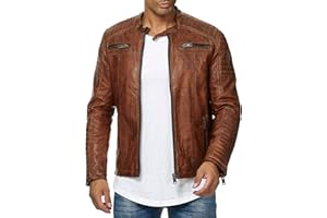 REDBRIDGE Red Bridge Uomo Giubbotto Manica Lunga Finta Pelle Biker Casuale Cotone Moda Giacca