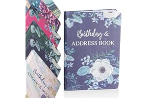 EVELAY Carnet d'adresses et dates d’anniversaire A5 - Répertoire A à Z - en satin à motif floral - Fermeture magnétique (Bleu marine)