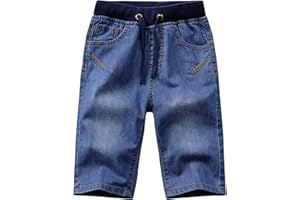 YoungSoul Bermudas garçon Jeans déchiré - Short en Jean avec élastique à la Taille - Pantacourt Denim ete Enfant