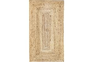 Hamid Alfombra Yute Alhambra Color Natural - Alfombra 100% Fibra de Yute, Trenzado a Mano, Alfombras de Salón, Comedor, Dormitorio, Pasillos, Color Natural (80x150cm)
