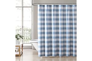 Laura Ashley Home | Kolekcja Cynthia | Zasłona prysznicowa - 100% bawełna i lekka, stylowy kwiatowy wzór, można prać w pralce, dla łatwej pielęgnacji, 72 x 182 cm, niebieska