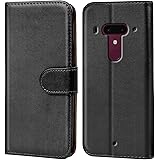 Verco HTC U12 Plus Hülle, Handyhülle für HTC U12+ Tasche PU Leder Flip Case Brieftasche - Schwarz