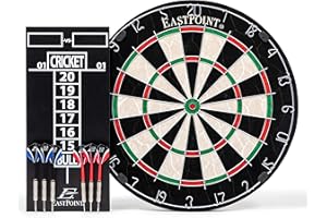 EastPoint Sports Jeu de fléchettes en Poils de Soie, Fibres de sisal Auto-cicatrisantes Haute densité, Planche Facile à Monter – Parfait pour Salle de Jeux familiale, Caves, Bar, Cave, ou Garage