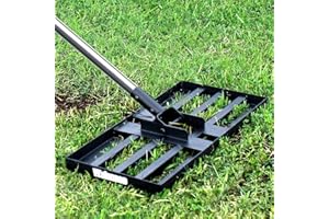 Walensee Rasen-Nivellierungsrechen, Garten Rasenrakel, Müheloses Rasennivellierwerkzeug, Rasen Sanden Harke Edelstahlgriff, Gardena Rechen Vertikutierer für Garten, Golfplatz, 198cm, 43,2 x 25,4 cm