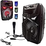 Speaker Wireless Bluetooth 50W e 60W Portatile con Microfono Impianto Audio Cassa Attiva con Effetti di Luce Rgb MP3 USB/SD B