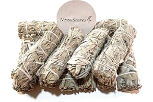 NessaStores 8 pcs California White Sage Smudge Sticks, 4-Inch Hand Tied, All Natural, Ethically Sourced for Home Cleansing, Stress Relief, & Clearing Negative Energy JC-006