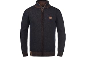 Indicode IDAndy Herren Strickjacke Cardigan Grobstrick Pullover mit Stehkragen und Reißverschluss