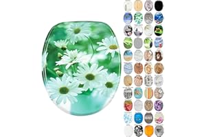 Sanilo Soft Close Toilet Seat, Wide Choice of New Toilet Seats, Stable Hinges, Easy to Mount (Daisies)