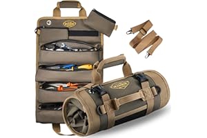 The Ryker Bag Tool Organizers - Small Tool Bag W/Detachable Pouches, Heavy Duty Roll Up Tool Bag Organizer : 6 Tool Pouches - Gifts for Dad Tool Roll Organizer For Mechanic, Electrician & Hobbyist