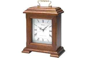 Seiko QXR130B Radio Controlled Wooden Mantel Clock, Dark Brown, 23.5 x 17.5 x 8.9cm
