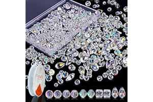 CHEVVY 800Pcs Perlas de Cristal de Bohemia de Color AB 4mm/6mm/8mm Cuentas Cristal con Caja Perlas Cristal Brillantes para Pendientes, Fabricación de Joyas de Pulsera
