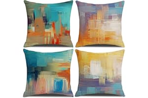 KSSKEN Federe Cuscini Divano 45x45cm, 4 Pack Moderni Fodere Cuscino per Divano Cotone Biancheria Decorativi Copricuscini per Divano Soggiorno Sedia Letto