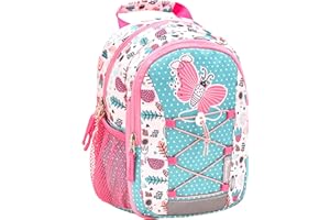 Belmil Kinderrucksack Mädchen für 1-3 Jährige - Super Leichte 290 g/Kindergarten/Krippenrucksack Kindergartentasche Kindertasche/Schmetterling/Pink Rosa Türkis (305-9 Little Butterfly)