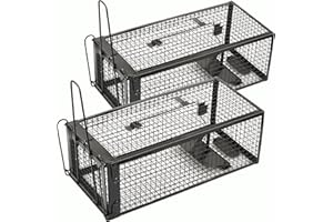 Anyhall 2-Pack Humane Live Mouse Rat Traps for Indoors and Outdoors (Black)