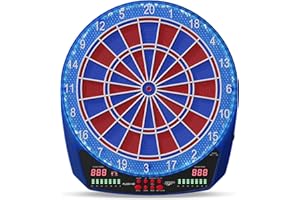 Carromco Diana electrónica FLASH-401 – Diana electrónica Profesional con 2 Agujeros de Distancia e iluminación LED, para 1-8 Jugadores, 35 Juegos, 584 Variantes, Azul y Rojo, 42 x 3,2 x 46 cm, Juego