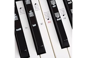 Belfort®️ Autocollants pour notes de piano + clavier pour 49 | 61 | 76 | 88 touches + Ebook gratuit | kit complet premium pour touches noires + blanches | do-ré-mi-fa-sol-la-si | instructions français