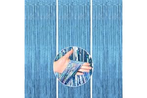 ‎PHILIPS PartyWoo, 3 Stück, Lametta Vorhang, Deko, Hintergrund, Foil Fringe Curtains, Partydeko für Geburtstag, Hochzeit, Party, Baby Shower, JGA (Pastell Blau, 1x2m), Pastel Blue, 17.00cm31.00cm4.50cm