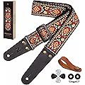 Nefelibata Sangle de guitare, pour guitare basse, électrique et acoustique, bouton de sangle, boucles de sangle et médiators