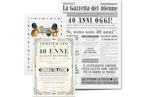 KAÏDENSÏ Idea Regalo Compleanno Originale 40 Anni Uomo - Giornale La Gazzetta con Certificato 40 Enne Migliore del Mondo - Maxi Biglietto Auguri - Idee Regali Gadget Originali - Scherzi Biglietti Divertenti