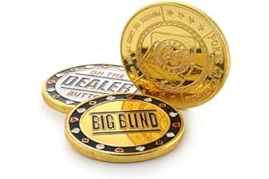 Ganzoo Poker-Button Set im Etui (Metall-Münzen), 1x Dealer Button, 1x small blind, 1x Big blind