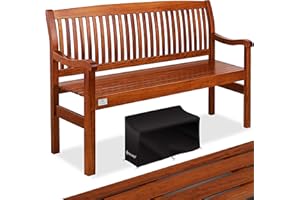 KESSER® Banco de Jardín de Madera Resistente a la Intemperie | 320 kg para 3-4 Personas | Banco de Parque de Madera Maciza | Asiento 150 cm | Balcón, Terraza y Jardín Incluye Cubierta Marrón Oscuro