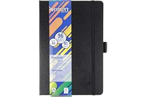Westcott Carnet de notes DIN A5 quadrillé | 192 pages dans une couverture cartonnée élégante | 80 g/m² papier durable FSC-Mix | avec poche intérieure, marque-page et porte-stylo | E-744836 00