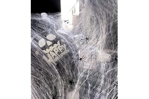 SHIYOUO Telaraña Halloween, 100g Telaraña Elástica con 30 Arañas, Halloween Decoracion Tela de Araña Elástica, Telaraña de Araña para Decoraciones de Fiesta de Halloween Interiores y Exteriores