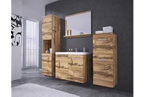 MUEBLES SLAVIC PIASKI Conjunto de Muebles de baño Roma, Juego de Muebles de baño con Lavabo Incluido, Muebles de baño Colgantes, Muebles Modernos (Wotan)