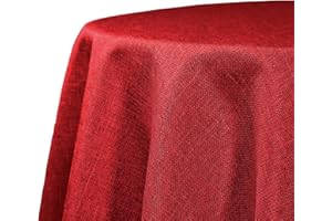 Decomira Mantel de Mesa Redondo Aspecto Lino - Repelente al Agua, Antimanchas, Lavable - como Mantel de Jardín o para Mesa de Comedor - Rojo - 200 cm Redondo