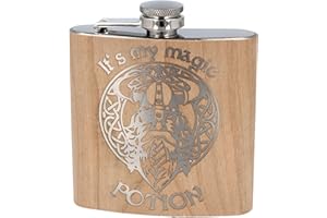 Spruchreif | Cadeau viking pour homme | Valhalla | Flasque en bois | Flasque gravée en acier inoxydable | Flasque d'alcool | Bouteille à boire | Cadeau gag | Flasque à liqueur | Cave pour homme