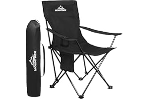 ‎MOUNTREX MOUNTREX Campingstuhl Klappbar (bis 120kg) - Klappstuhl mit Verstellbare Armlehne - Anglerstuhl, Strandstuhl - Faltbar, Kompakt & Leicht - Camping Stuhl Inkl. Getränkehalter und Tasche