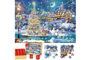 WHJSG Puzzle Adventskalender 2024, Puzzle Weihnachten 1008 Teile, 24 Boxen Adventskalender Puzzle Countdown bis Weihnachten, Weihnachtspuzzle Weihnachtsgeschenke für Erwachsene und Kinder